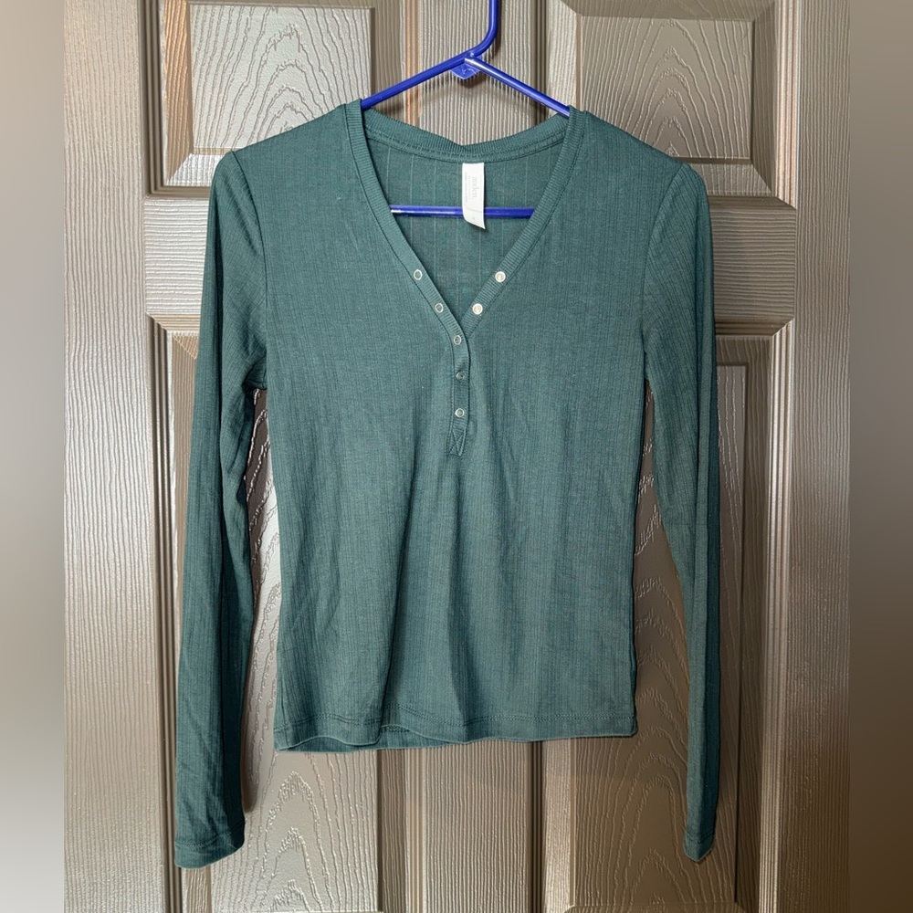 Auden Green Long Sleeve Henley Top
